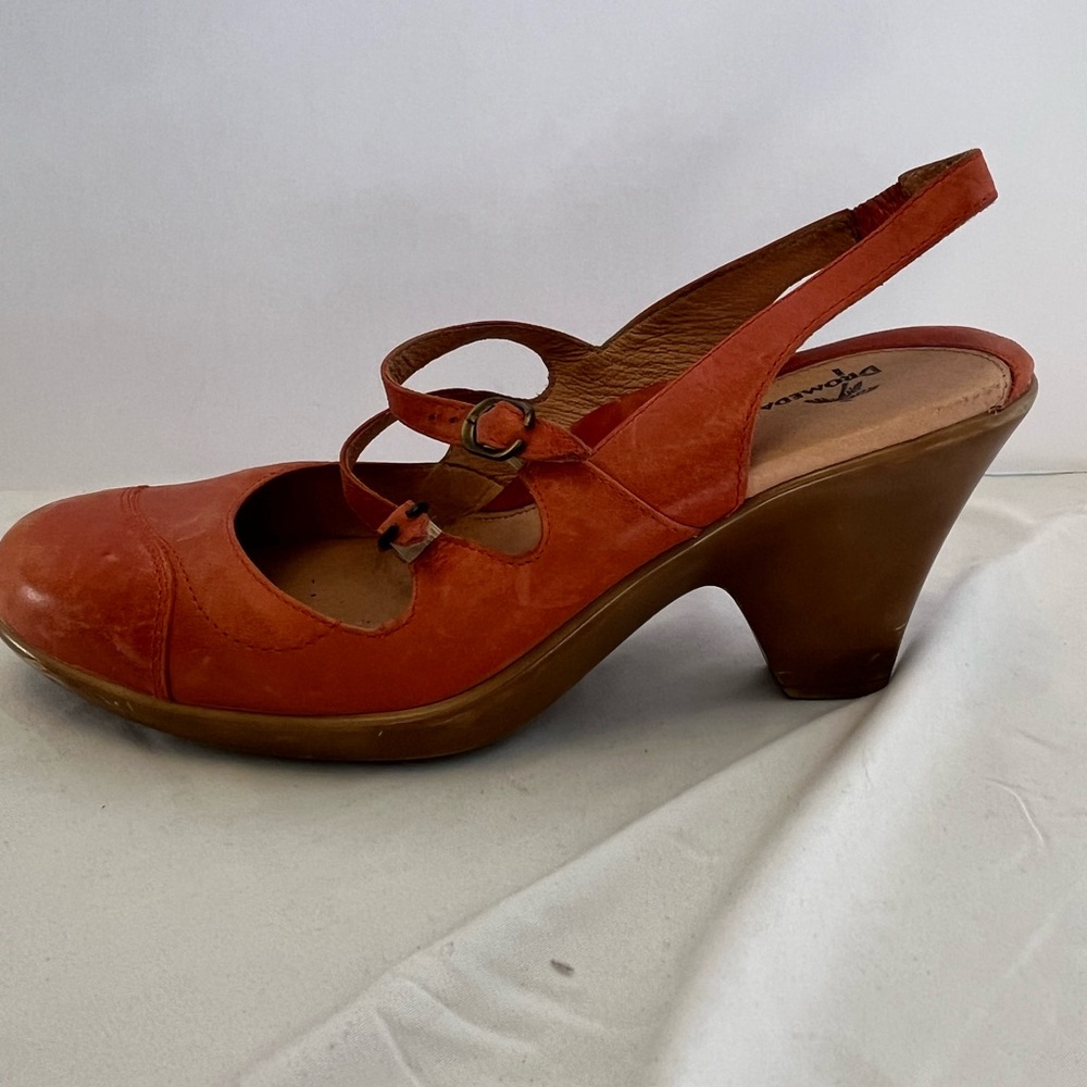 Women’s Orange Leather Slingbacks with Buckle Detail 3in Heels Summer Classic